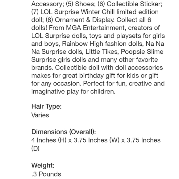 Lot Of 3 - LOL Surprise Present Surprise Winter Chill Tots Fashion Doll - Picture 9 of 10